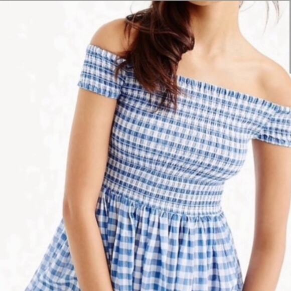 J. Crew gingham off the shoulder dress - Picture 2 of 9